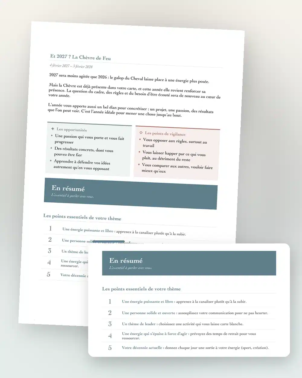 Page du document BaZi : en résumé, les 5 points essentiels du thème et la phrase-boussole